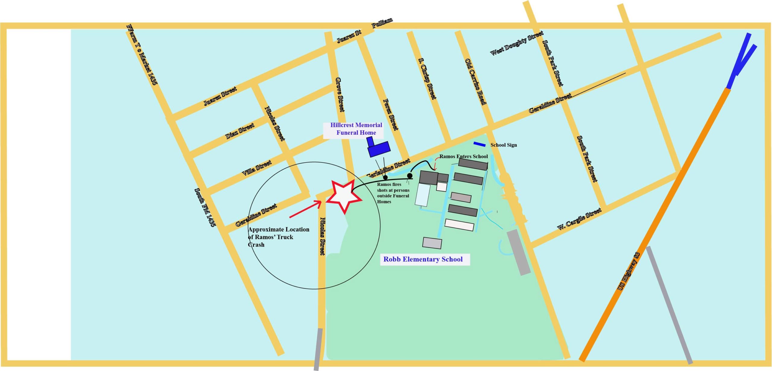 Robb Elementary School Area Map and Campus Pictures - Uvalde Hesperian